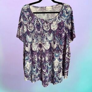 Lavish Purple and Blue Short Sleeve Top